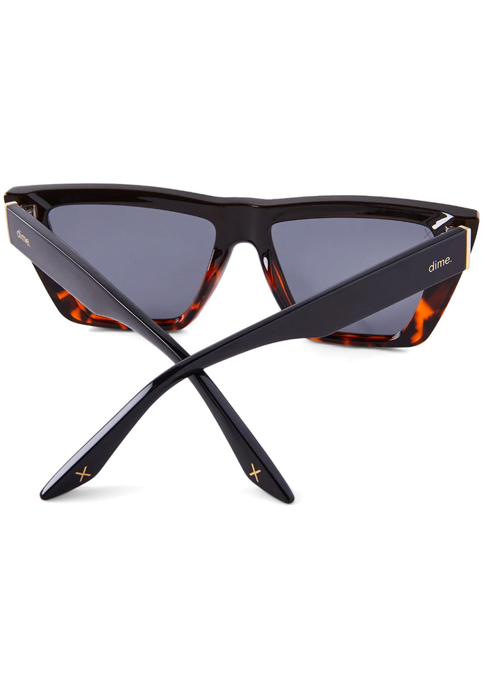 Dime Optics Melrose Polarized Sunglasses in black tortoise grey — back view