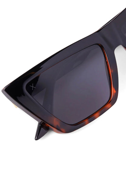 Dime Optics Melrose Polarized Sunglasses in black tortoise grey — flat front view