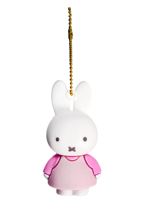 Miffy Rubber Mascot Keychain in pink white with Miffy rubber figure on ball chain kawaii keychain — front view