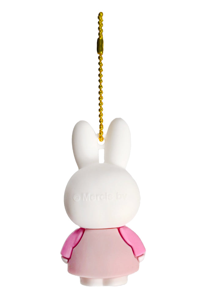 Miffy Rubber Mascot Keychain in pink white with Miffy rubber figure on ball chain kawaii keychain — back view