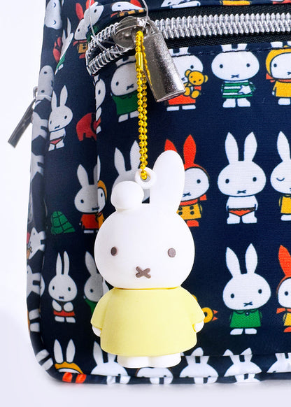 Miffy Rubber Mascot Keychain in yellow white with Miffy rubber figure on ball chain kawaii keychain — model view