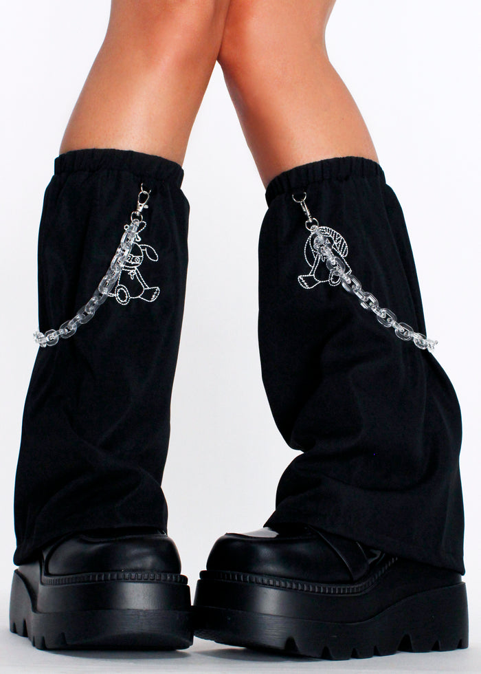 ACDC Rag Mill & Nero Moon Bunny Dolls Black Leg Warmer — model front view