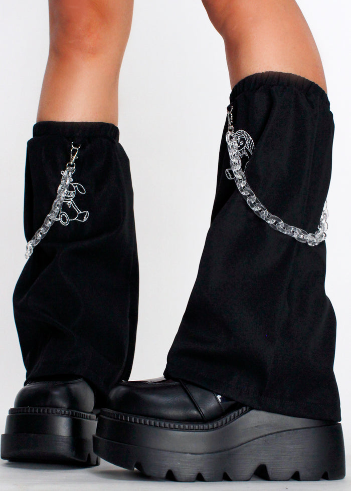 ACDC Rag Mill & Nero Moon Bunny Dolls Black Leg Warmer — model side view