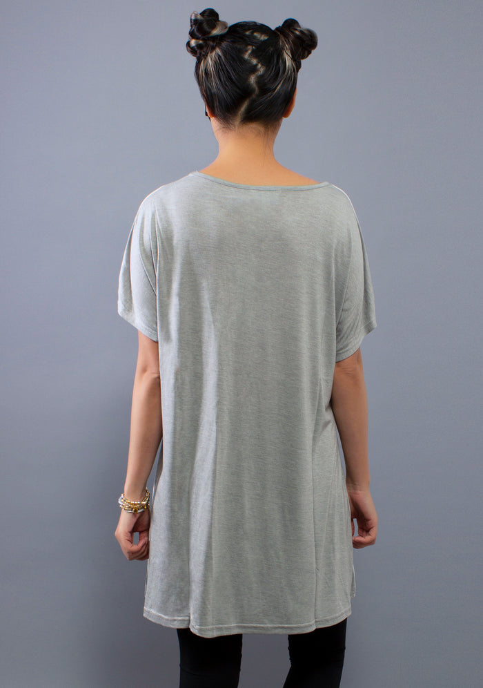 MINKPINK Seasonal Harvest Dress in white grey — model back view