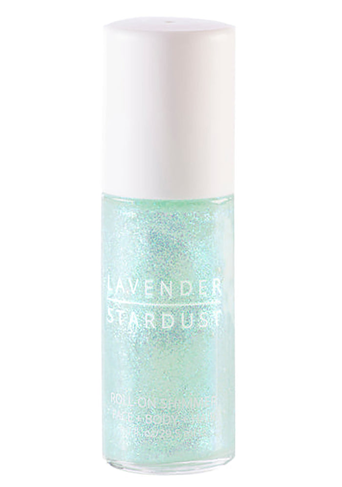 Lavender Stardust Minty Roll-On Shimmer in mint with iridescent glitter gel on rave makeup roll-on — front view