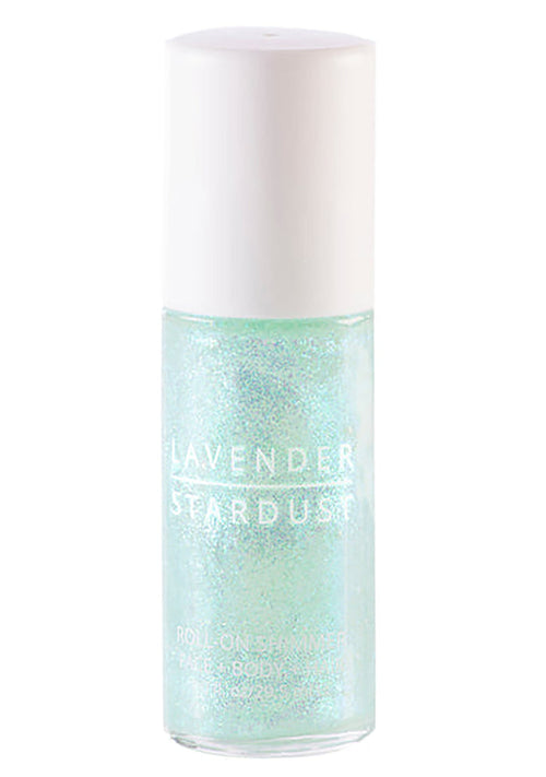 Lavender Stardust Minty Roll-On Shimmer in mint with iridescent glitter gel on rave makeup roll-on — front view