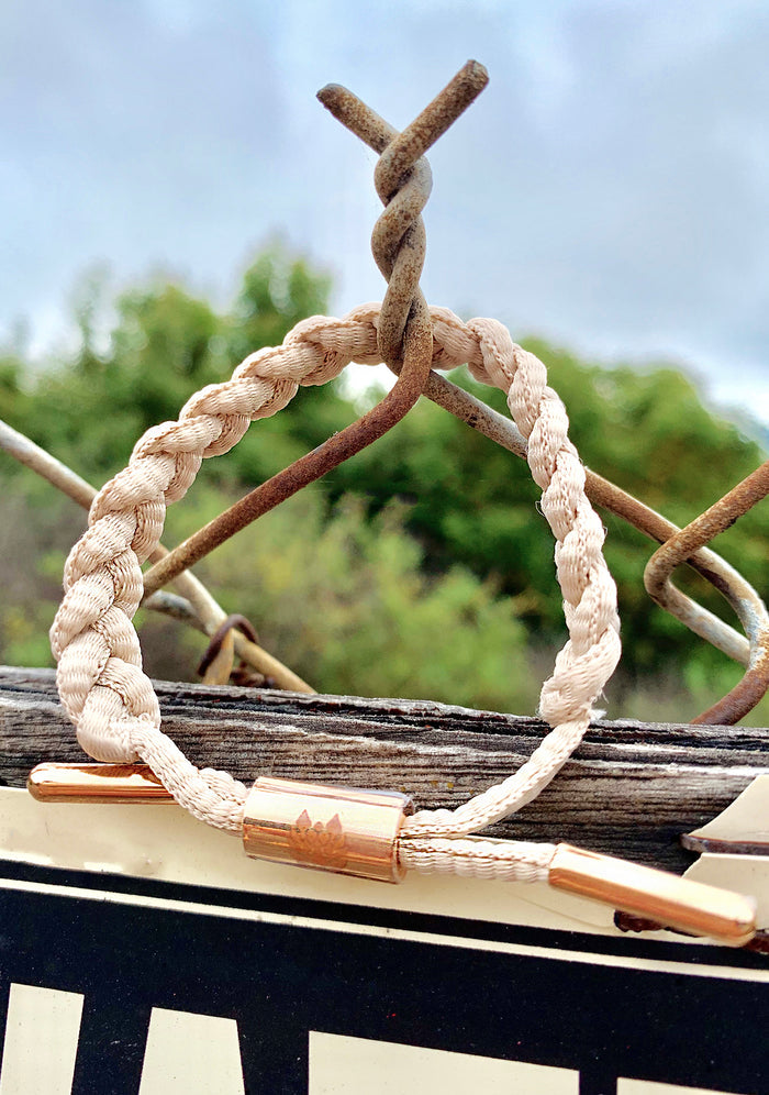 Rastaclat Missy Women's Classic Miniclat Bracelet in nude rose gold — model view