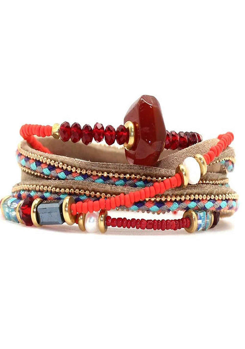 LASR Mumbai Beaded Triple Wrap Bracelet — product view