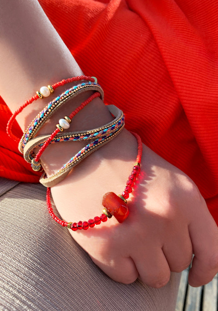 LASR Mumbai Beaded Triple Wrap Bracelet — product view