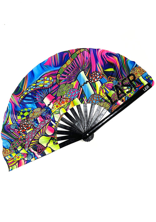 LASR Mushroom Madness UV Reactive Rave Fan — product view