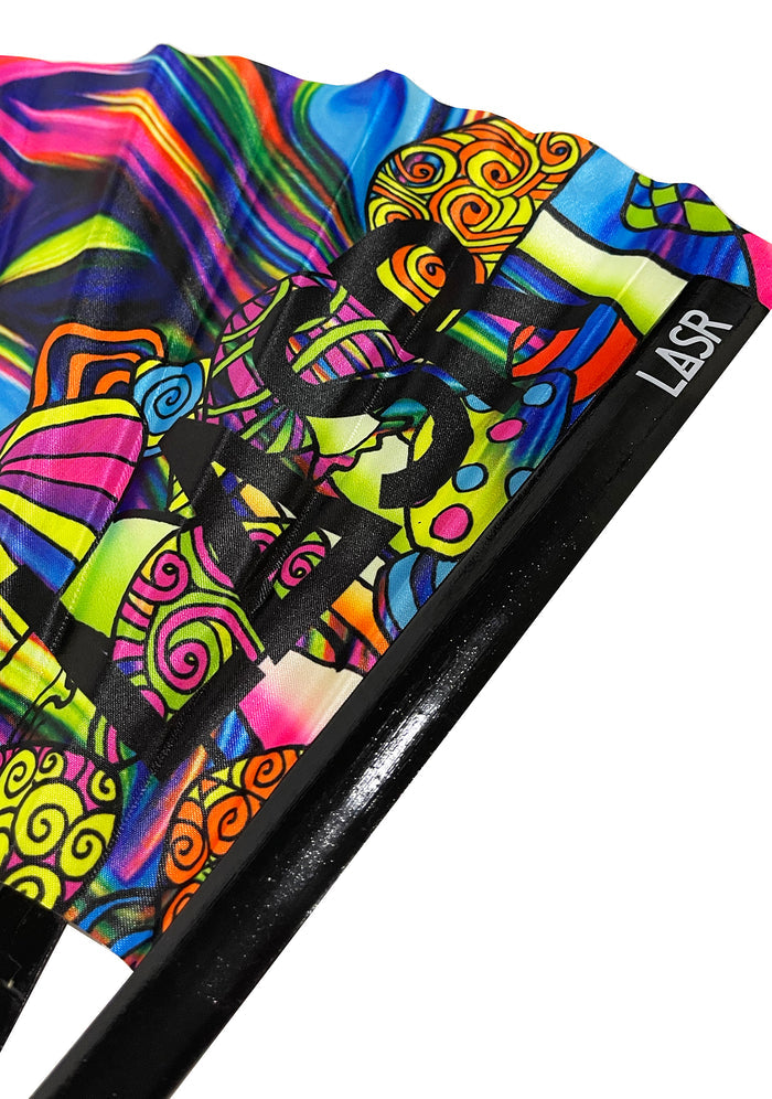 LASR Mushroom Madness UV Reactive Rave Fan — product view