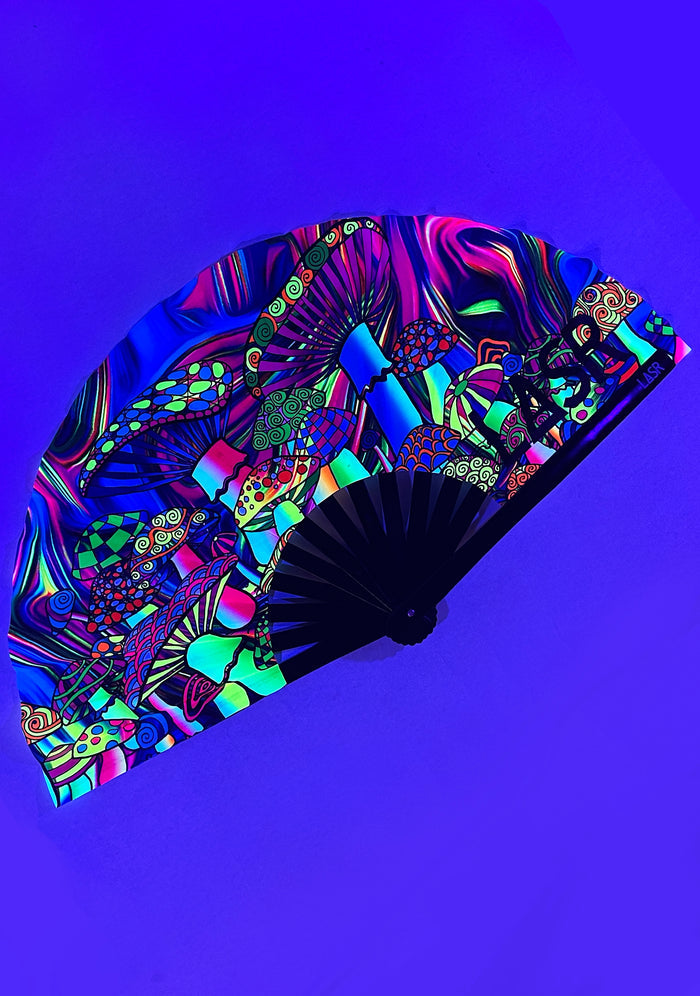 LASR Mushroom Madness UV Reactive Rave Fan — product view