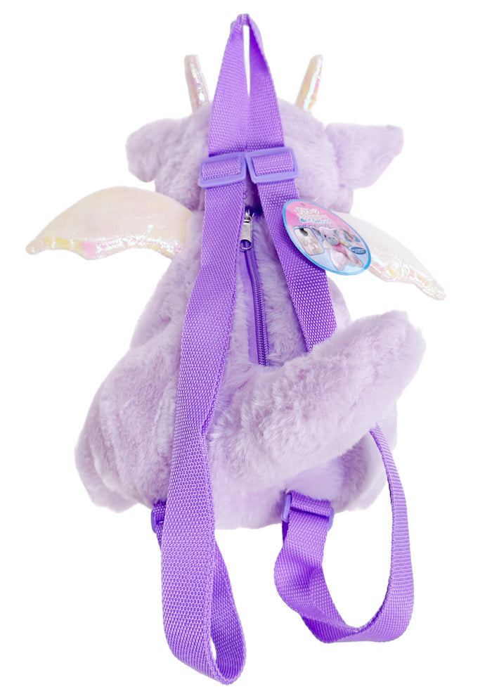 LASR Mystical Twilight Dragon Plush Backpack — back view