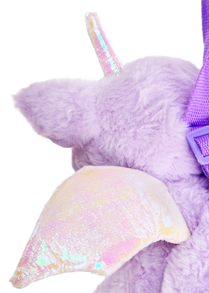 LASR Mystical Twilight Dragon Plush Backpack — detail view