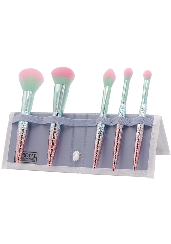 Moda Mythical Splash Makeup Brushes 6PC Kit in pink green — detail view 2