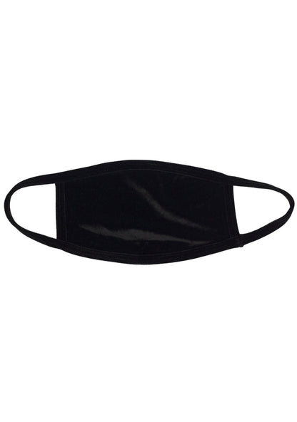 BGlittz Naughty Black Velvet Dust Mask in black with solid black velvet fabric on breathable nylon rave festival face mask — front view