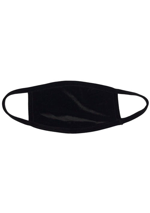 BGlittz Naughty Black Velvet Dust Mask in black with solid black velvet fabric on breathable nylon rave festival face mask — front view
