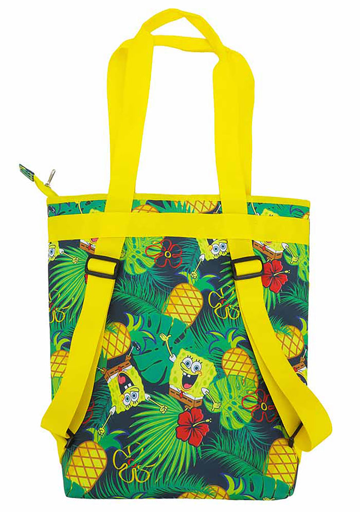 Bioworld Nickelodeon Spongebob Pineapple Insulated Convertible Backpack Tote in yellow multi — back view