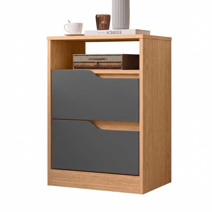 Night Stand Sole 192-308 2 Drawers  45*65*36Cm Freijo/Titanium  (Limited 3 Months Warranty)