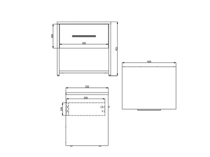 Night Stand Varadero With Drawer  42*33*42Cm Grey  (Limited 3 Months Warranty)