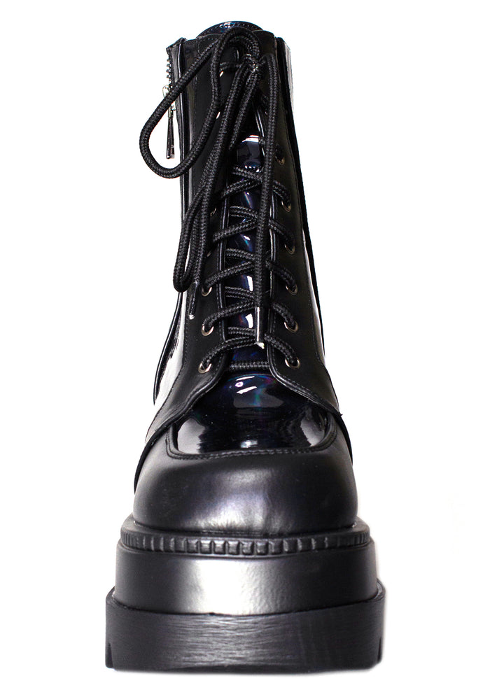 LASR Nightshade Hologram Black Platform Boots — product view