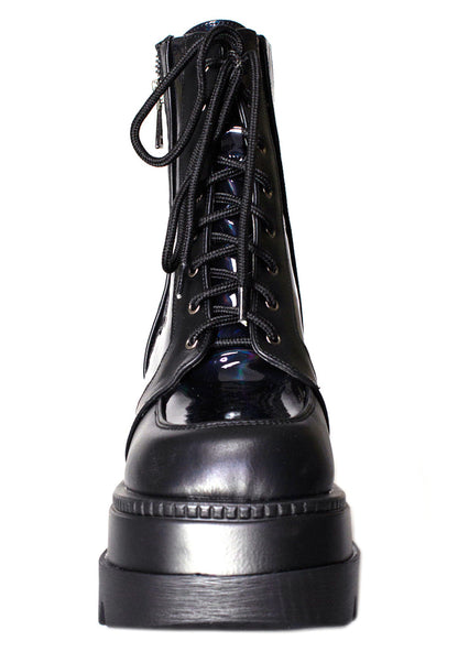 LASR Nightshade Hologram Black Platform Boots — product view
