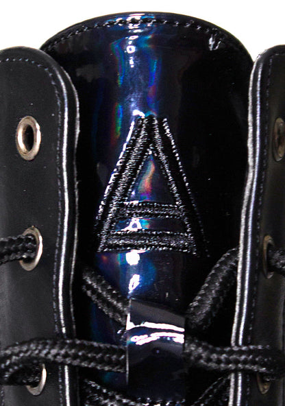 LASR Nightshade Hologram Black Platform Boots — product view