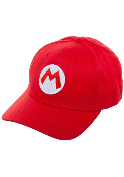 Bioworld Nintendo Super Mario Baseball Hat in red — flat front view