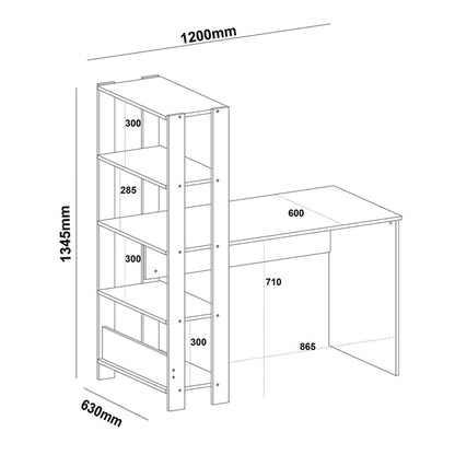Office Table Match 4224 Four Shelves  120*63*134.5Cm Pine/ Black (Limited 3 Months Warranty)