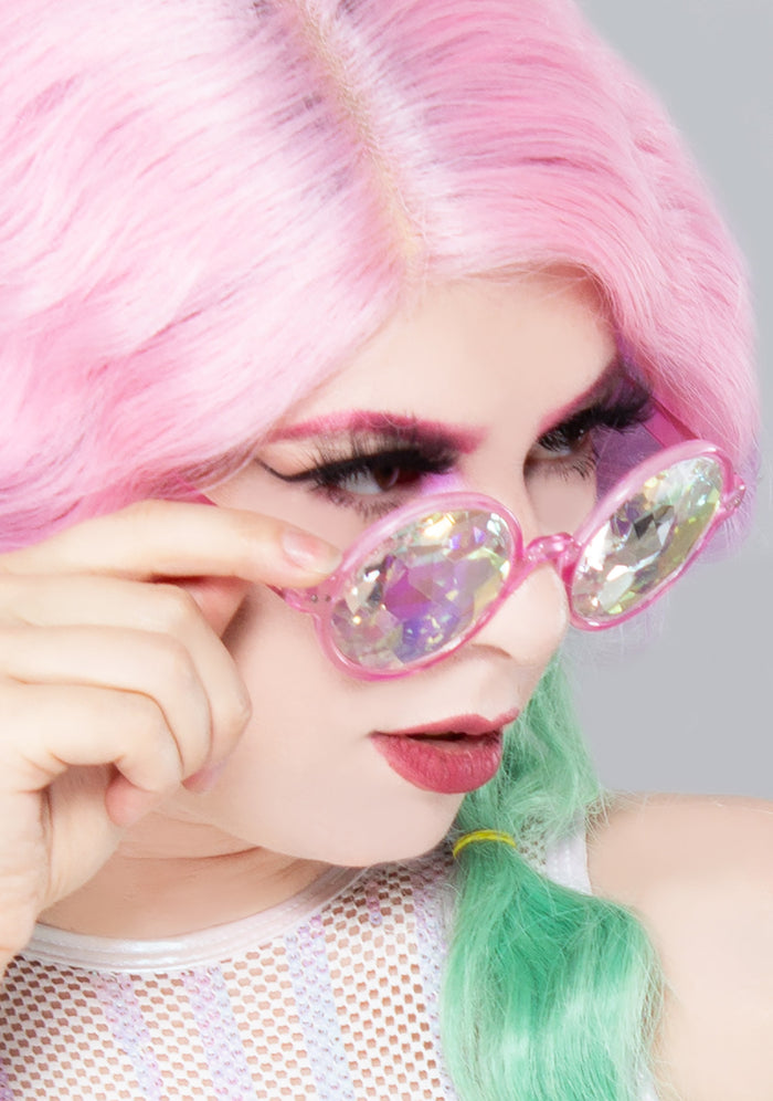 LASR Over The Rainbow Kaleidoscope Rave Glasses — front view