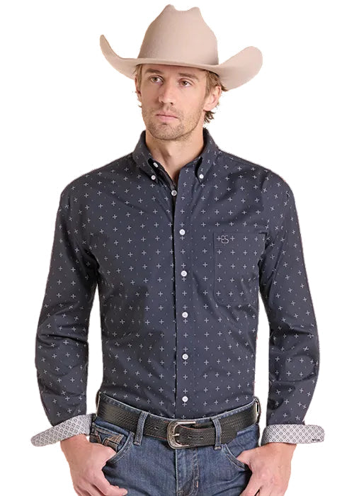 Panhandle Slim Men's Black Button Long Sleeve Western Shirt RMB2S09546