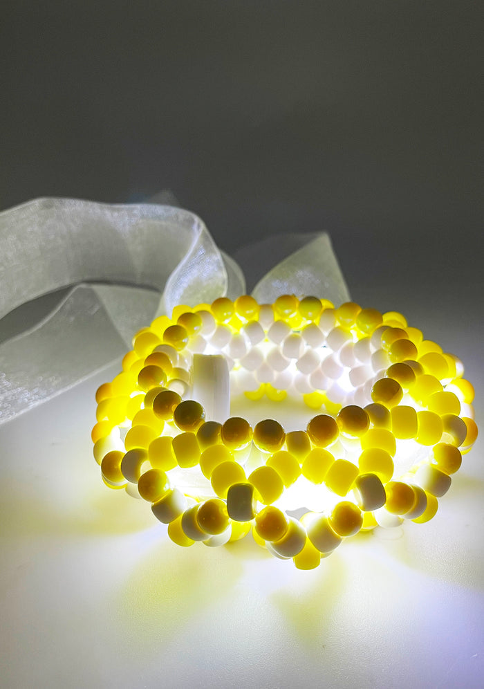 LASR Pearlescent Sunbeam Light Up Ribbon Rave Kandi Bracelet — front view