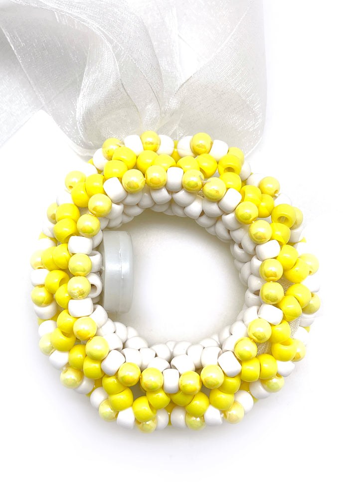 LASR Pearlescent Sunbeam Light Up Ribbon Rave Kandi Bracelet — detail view