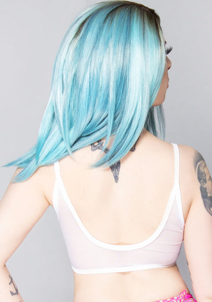 J Valentine Pillow Talk Mesh Tank Top in white — back view