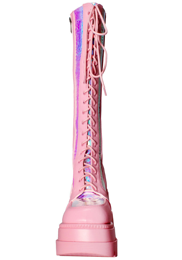 LASR Pink Poison Hi Pink Platform Boots — product view