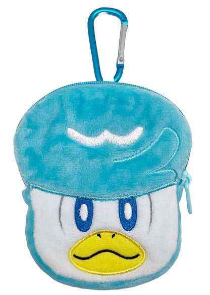 Pokemon Quaxly Plush Coin Pouch in blue with full front embroidered Quaxly design and wristlet strap — front view