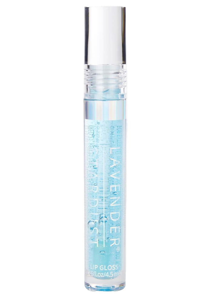 Lavender Stardust Pool Sparkle Cosmic Lip Gloss in light blue with shimmer on rave makeup lip gloss — front view