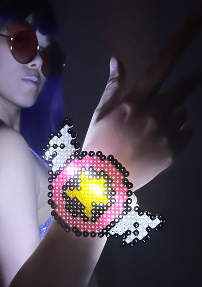 LASR Press Start Light Up Pendant Rave Kandi Bracelet — product view
