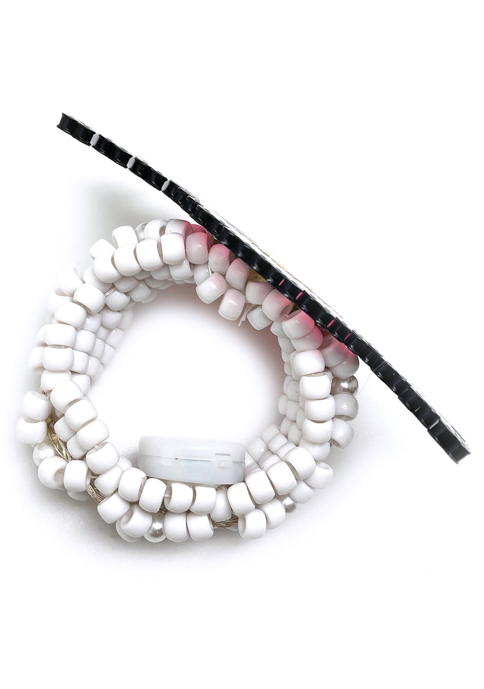 LASR Press Start Light Up Pendant Rave Kandi Bracelet — detail view