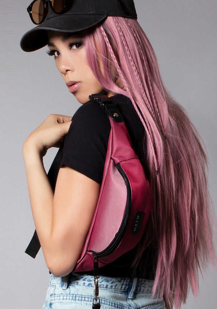 HXTN Supply Prime One Belt Bag in burgundy — model view