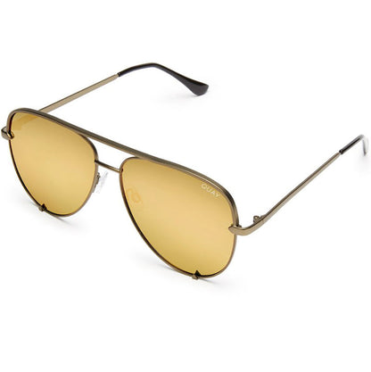 Quay Australia High Key Sunglasses in army green gold — model view