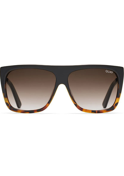 Quay Australia On the Low II Sunglasses in tortoise with squared frame and brown fade lens on festival sunglasses — front view