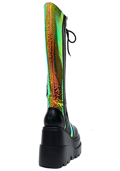 LASR Radioactive Hi Black Platform Boots — back view