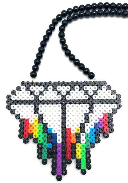 LASR Rainbow Diamond Rave Kandi Necklace — detail view