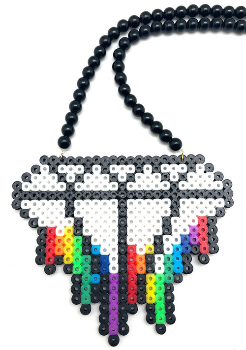 LASR Rainbow Diamond Rave Kandi Necklace — detail view