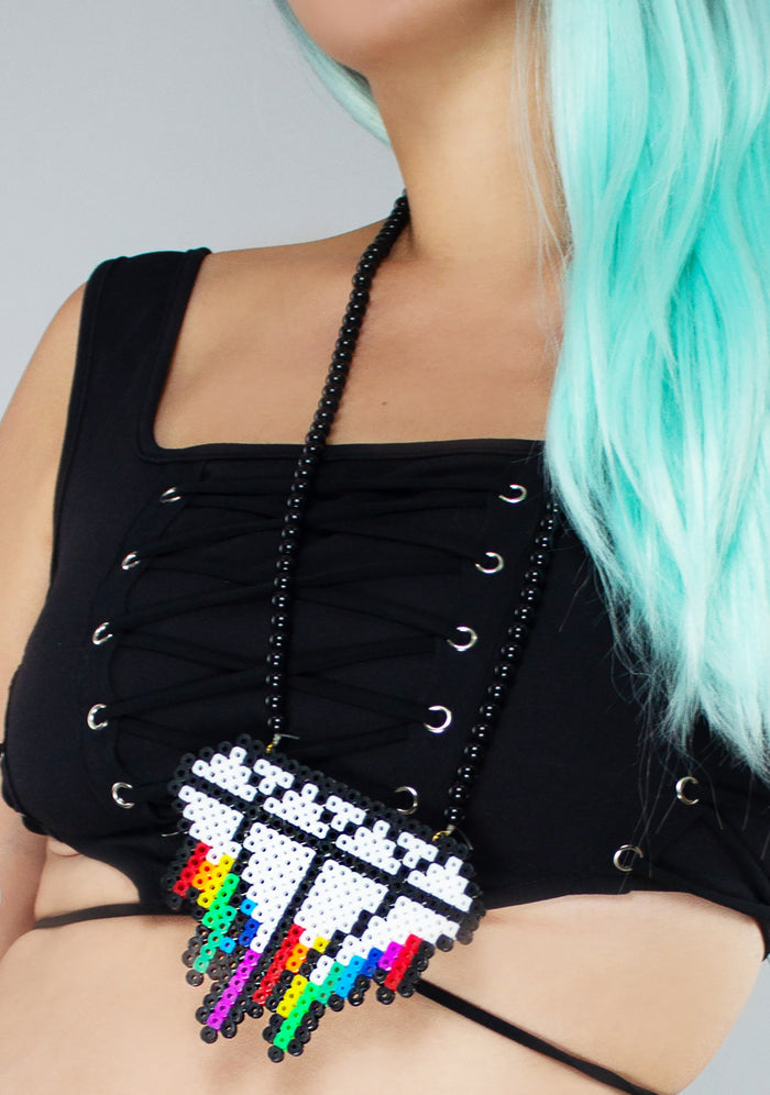 LASR Rainbow Diamond Rave Kandi Necklace — product view