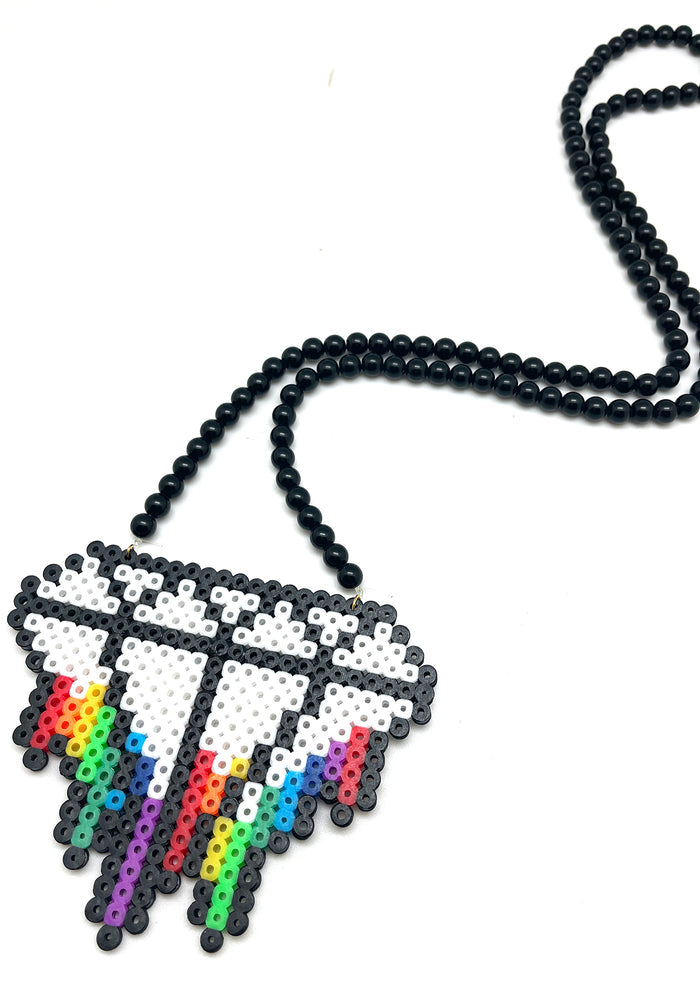 LASR Rainbow Diamond Rave Kandi Necklace — product view