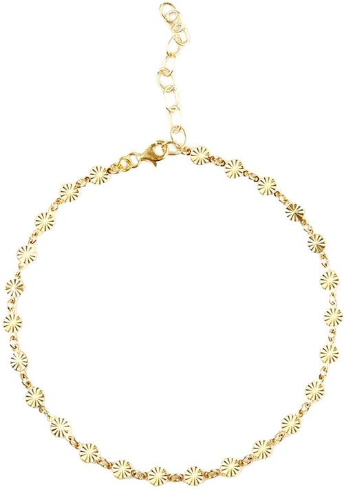 Frasier Sterling Ride With Me Choker in gold black with chain link and gold plated sunbursts on festival choker — front view