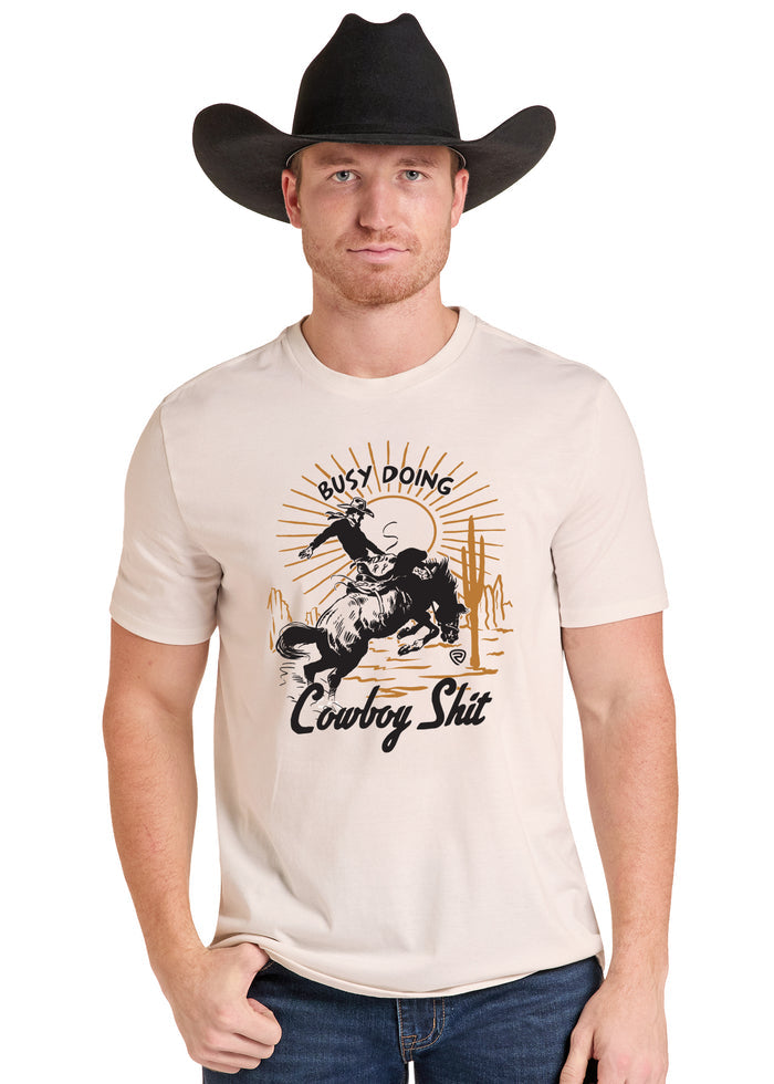Rock & Roll Cowboy Natural Bronco 'Doing Cowboy S***' Tee Shirt BU21T09850