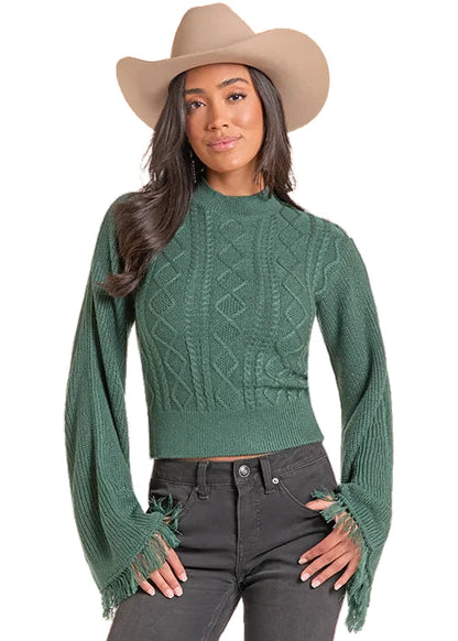 Rock & Roll Cowgirl Jade Flare Sleeve Sweater BW32T09398